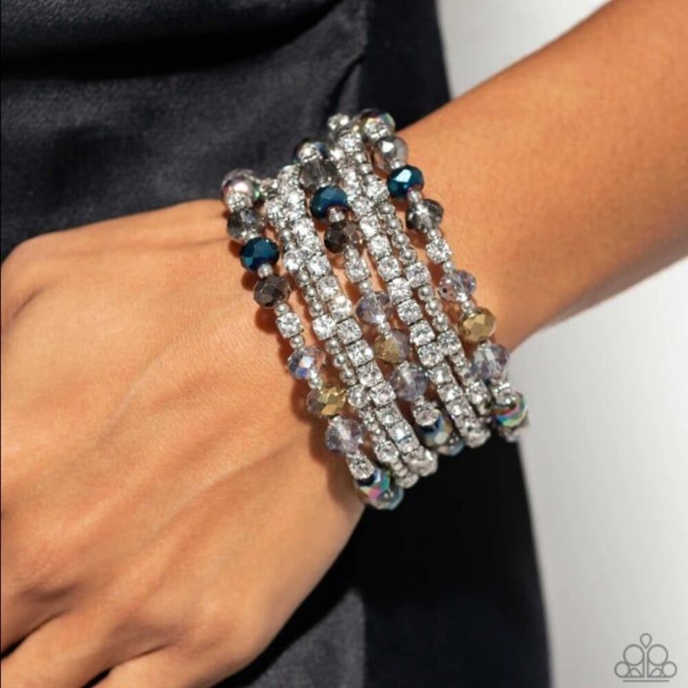 Paparazzi Sizzling Stack Coil Bracelet Black Diamond Exclusive Silver-Tone New